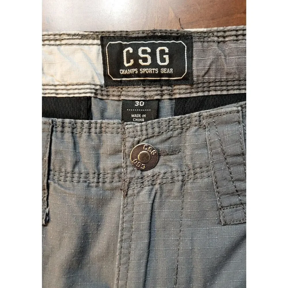 CSG Champs Sports Gear Cargo Shorts Men Size 30 Green Casual Lightweight